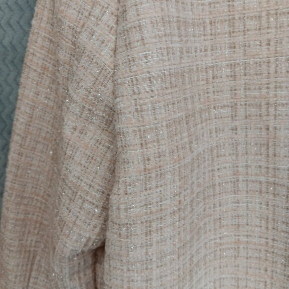 DAVI & DANI Women's Shacket Cream Tweed Buttoned Plaid Jacket Size L Oversized - Picture 6 of 8